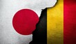 © ochikosan - 古いビンテージの日本の国旗とベルギーの国旗(Old grunge vintage japan flag and Belgium flag.)