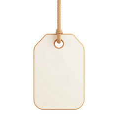 Wall Mural - white and brown blank price tag 3d render icon isolated on transparent background cutout