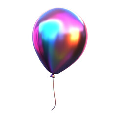 Wall Mural - balloon fluid holographic Iridescent 3d render icon isolated on transparent background cutout