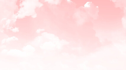 Wall Mural - pink sky with white clouds. evening sky with clouds. golden sunset. pastel pale yellow coral peach p