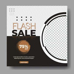 Wall Mural - Square banner template for social media post, flash sale event