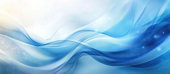 Wall Mural - Abstract blue and white wavy background with soft, glowing light.