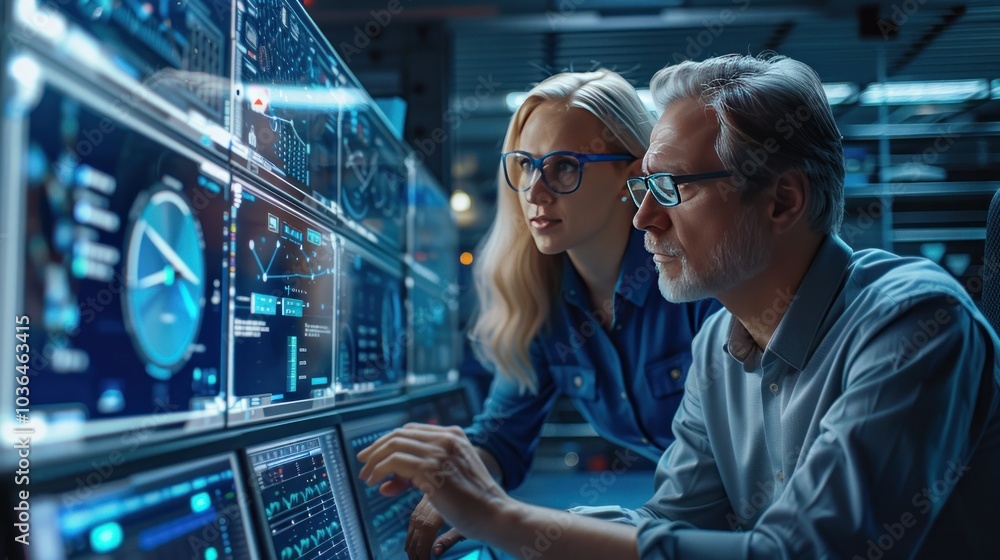 A team of cybersecurity experts analyzing potential threats on a ...