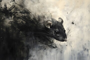 Wall Mural - Abstract Rat in Textured Shadows