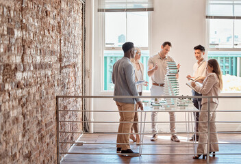 Poster - People, building model and architecture discussion in office for planning, urban development and creative with tech. Engineer team, meeting and 3D design in firm for property construction in industry