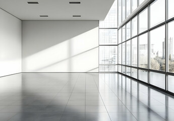  Bright Empty Room with Large Windows and Modern Design