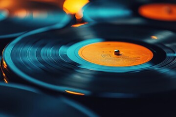 Artistic shot of vintage vinyl records, Nostalgia, Music