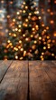 © Kamil - Christmas Background with Wooden Table and Blurred Lights