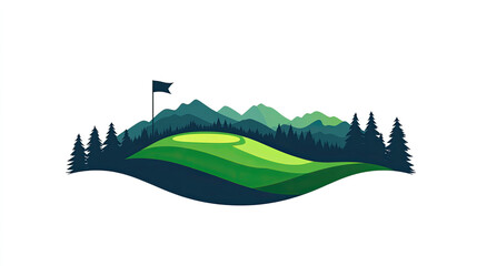 Golf courses and lawns, illustrated icons