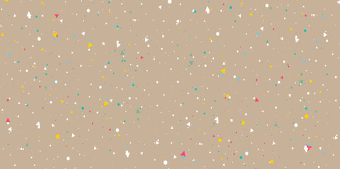 Wall Mural - Multicolor confetti falling on brown background.