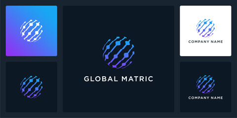 Vector abstract of global matrix logo and icon, can be used in various media easily, editable