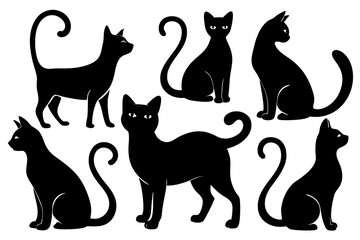 Cat silhouette vector collection.