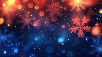 Wall Mural - christmas background design of snowflake and bokeh with light effect vector illustration