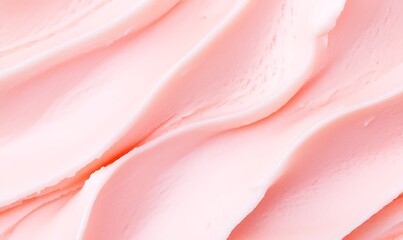 Close-up of pink icing frosting with smooth, Generative AI