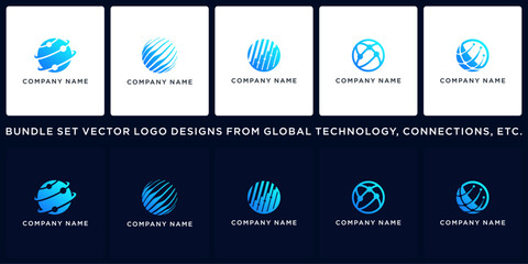 set of global tech logo bundle