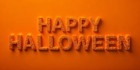 Wall Mural - a close up of a orange background with a happy halloween text.