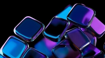 Abstract geometric blocks on black background, 3d render