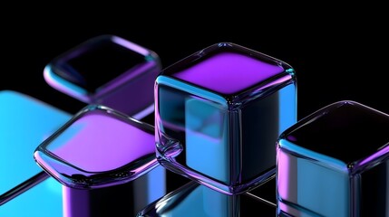 Abstract geometric blocks on black background, 3d render