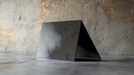 Canvas Print - A Black Triangular Stand on a Gray Concrete Surface