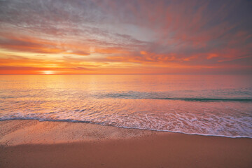 Wall Mural - sandy seashore at sunset
