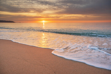 Wall Mural - sandy seashore at sunset