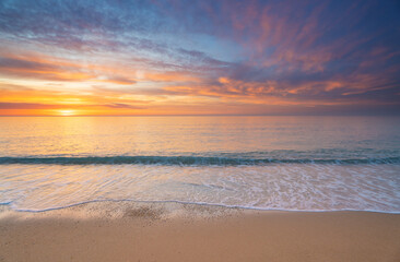 Wall Mural - Sandy seashore at sunset