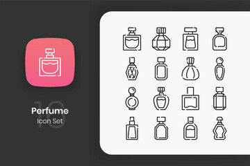 outline perfume icon design set