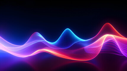 Canvas Print - Photo Glow Flow big neon wave background