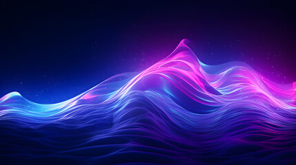 Canvas Print - Photo Glow Flow big neon wave background