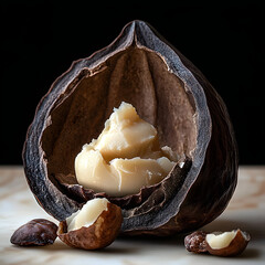 Canvas Print - Gorgeous shea nut filled with shea butter, Generative AI