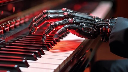 Poster - This robotic hand is playing piano keys, showcasing the fusion of technology and artistry in music. Prosthesis
