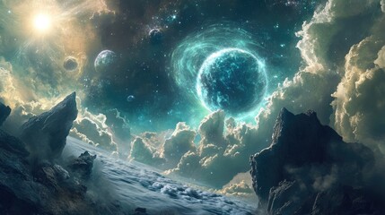 Wall Mural - Concepts exploring the origin and nature of the universe depicted through an illustration