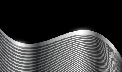 Wall Mural - Silver black abstract background with wavy pattern.