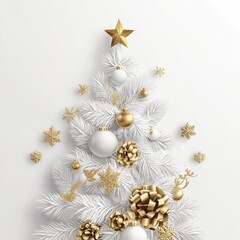 Wall Mural - merry christmas and happy new year holiday white banner illustration. xmas design with realistic 3d 