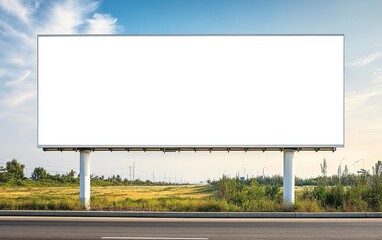 a blank billboard in a rural setting, ready for advertising.