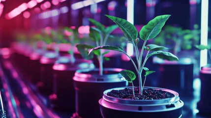 A vision of seedlings growing from a cycle s nutrient pods, powered by kinetic energy and supported by AI-driven climate control systems.