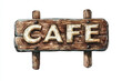 © RRIKATO - A rustic wooden sign displaying the word 'CAFE,' evoking a warm and inviting atmosphere for a coffee shop or eatery.