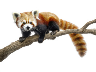 Playful Red Panda Climbing a Tree Branch with Adorable Agility