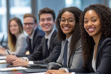 Wall Mural - Group of young business professionals having a meeting, Generative AI