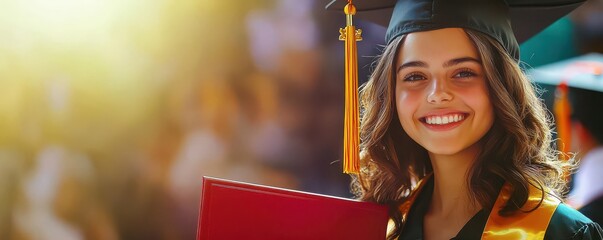 Graduation celebration, smiling young woman