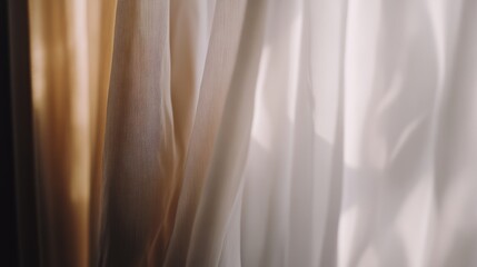 Canvas Print - Soft and Flowing Curtains: Elegantly Draped Light Filtering Through Sheer Textiles, Ideal for Home Decor Inspiration