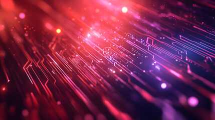 Wall Mural - red blue digital background technology technological operations neural networks ai big data transmis