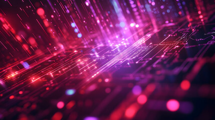 Wall Mural - red blue digital background technology technological operations neural networks ai big data transmis