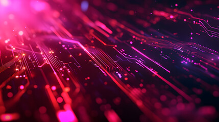 Wall Mural - red blue digital background technology technological operations neural networks ai big data transmis