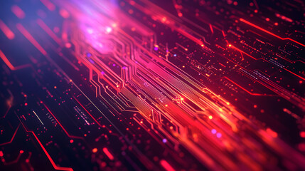 Wall Mural - red blue digital background technology technological operations neural networks ai big data transmis