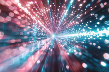 Wall Mural - Abstract Light Tunnel with Pink and Blue Bokeh