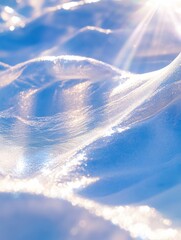 Leinwandbilder - Delicate layers of snow sparkle under bright sunlight, creating a serene atmosphere in a tranquil winter environment. Generative AI
