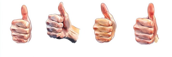Wall Mural - Hand giving a thumbs up, isolated on white background, symbolizing approval and positivity, clear and engaging gesture of encouragement.