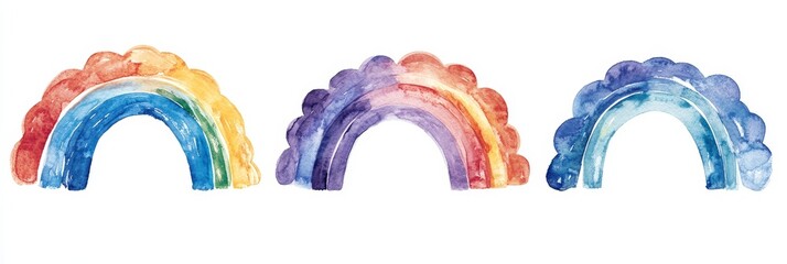 Wall Mural - Vibrant hand-drawn rainbow featuring seven distinct colors, isolated on a clean background, ideal for creative projects and designs.