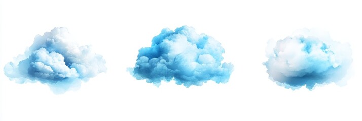 Wall Mural - Soft light blue cloud with a gentle shape, isolated against a white background, evoking a sense of calm and tranquility.